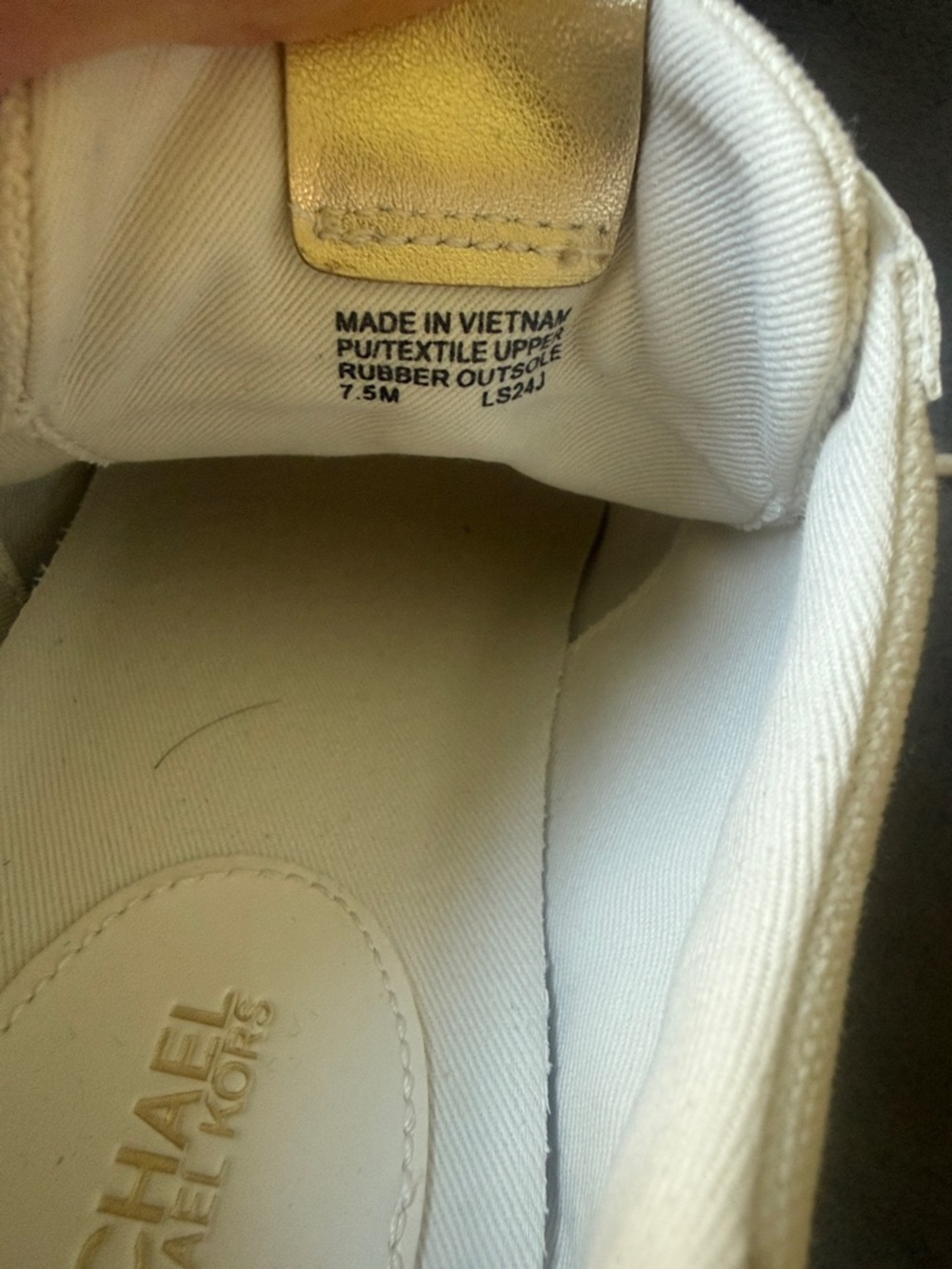 Michael Kors Women Cream and Gold Sneakers - Picture 7 of 12